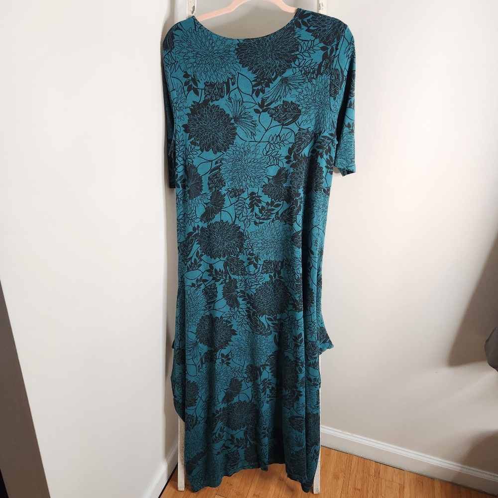 Bryn Walker Dress NWT womens Large blue black floral short sleeve Chelsea - Picture 6 of 7